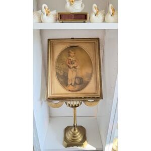 Vintage Brass Lyre Harp Music Stand Tabletop Sheet Music Art Display Easel Gold